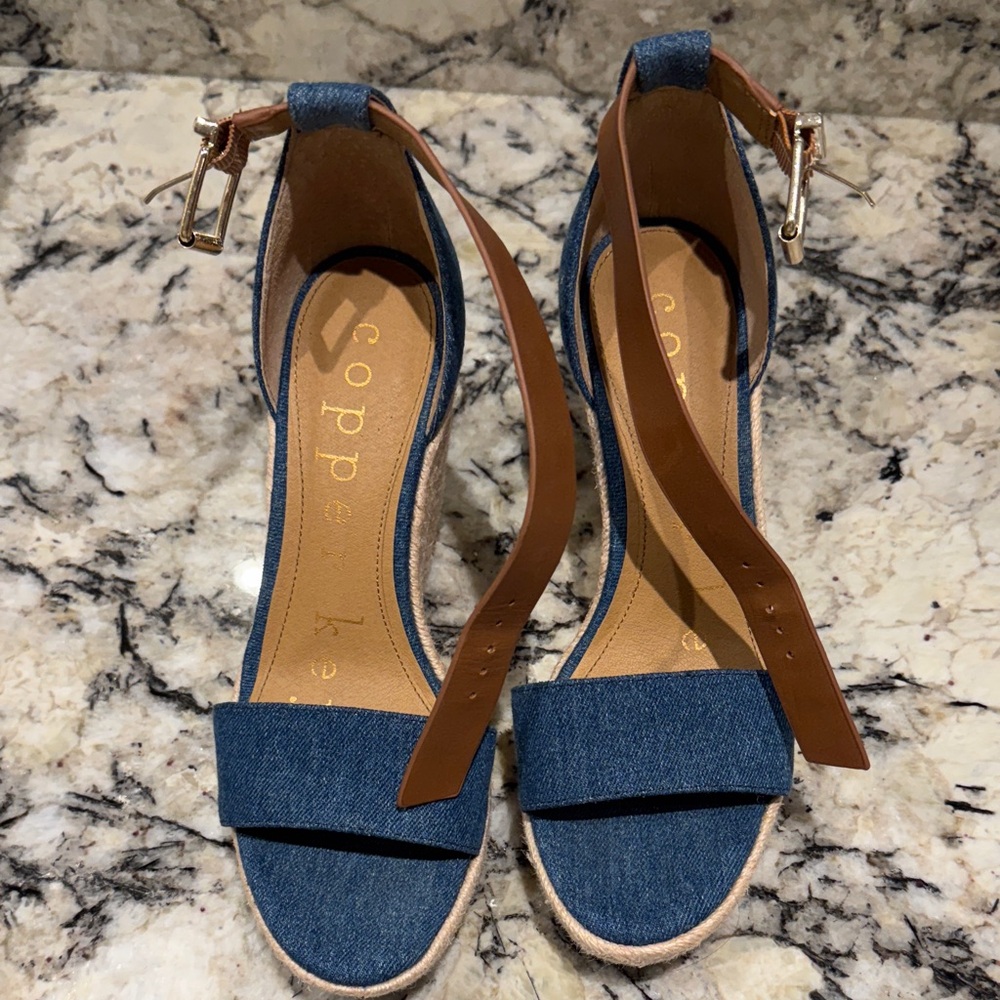 Copper key blue espadrilles